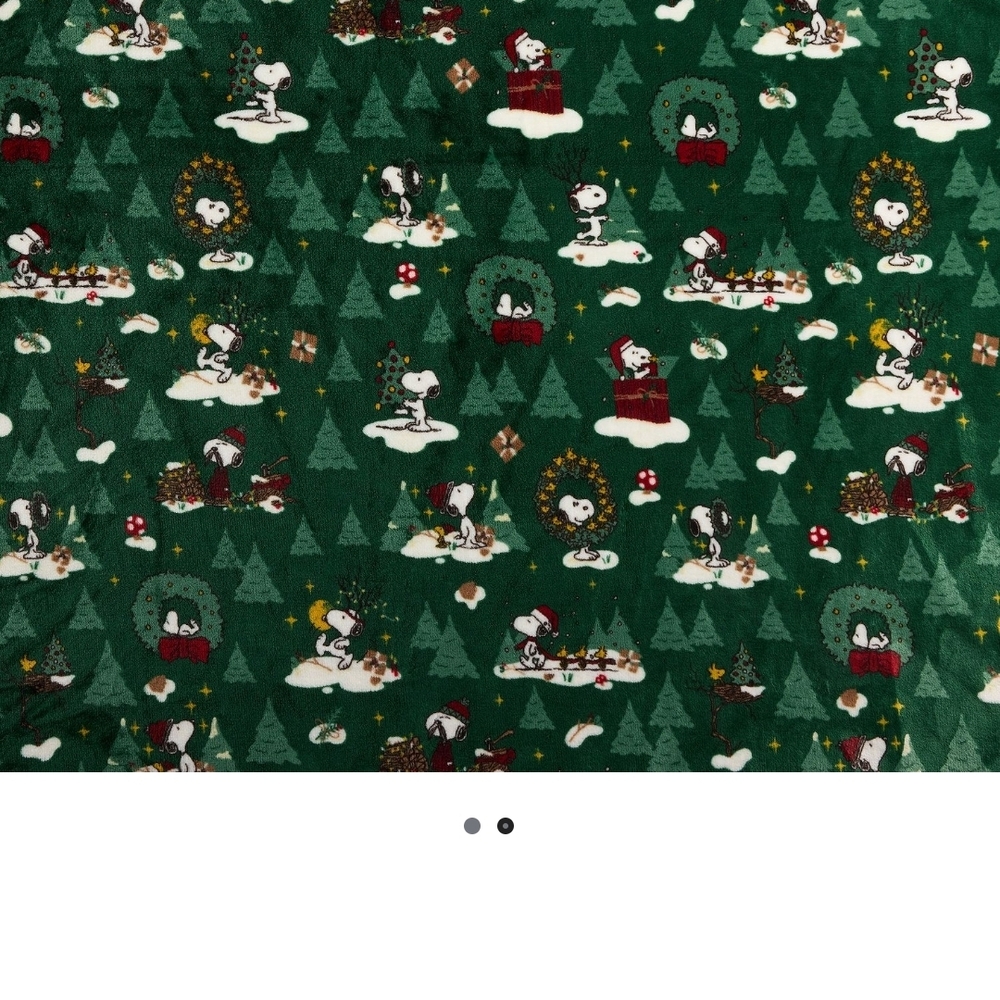 Peanuts Snoopy Festive Green Christmas Throw Blanket The Big One 60x72